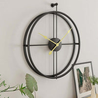 Large metal wall clock art decor Black