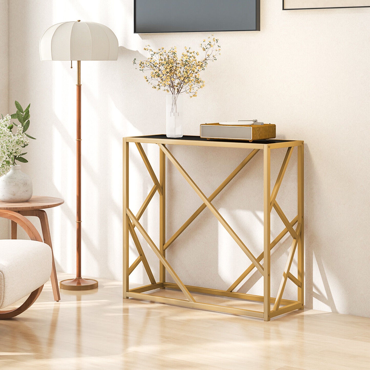 80cm Gold Console Table Modern Narrow Accent Display Entryway Table Hallway