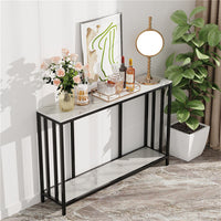 Slate Narrow Long Console Table Skinny Table Behind Sofa Open Display Station