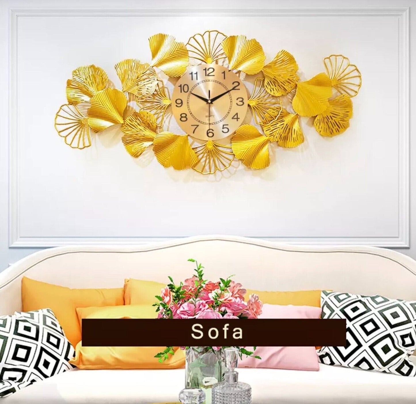 Luxury Gold Leaf Handmade Metal Wall Clock