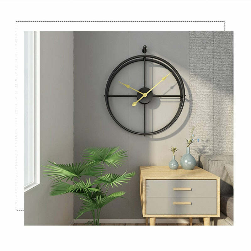 Large metal wall clock art decor Black