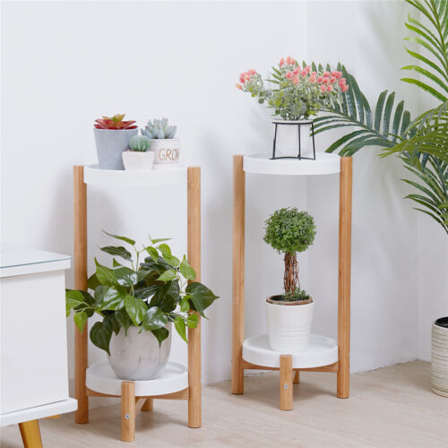2Pcs Wooden Plant Flower Pot Stand