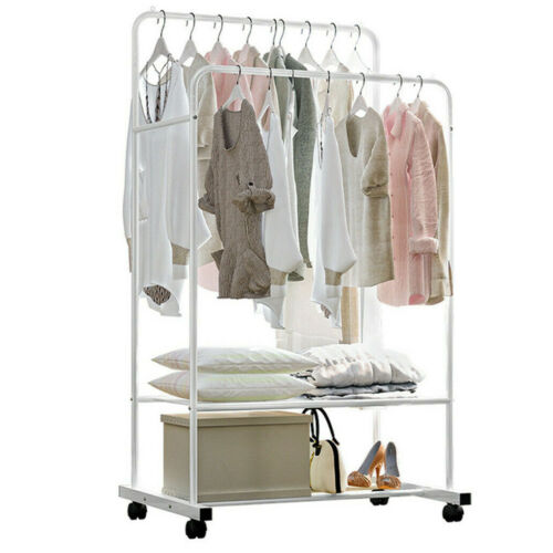 Large white clothes and shoes rack