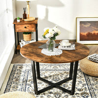 Wooden Round Coffee Table With Metal Frame