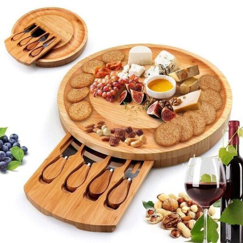 Wooden Cheese Board with Cutlery Cutting Set